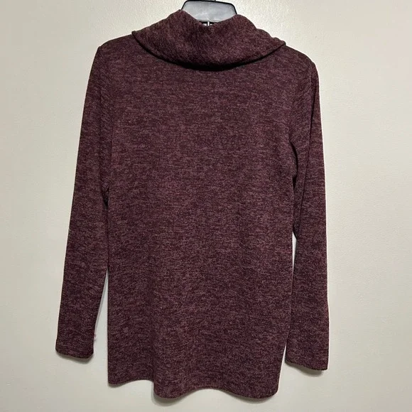 Maurices Women's Cardigan S Burgundy Marled Cowl Neck High Low Sweater Top Cape - Picture 4 of 9